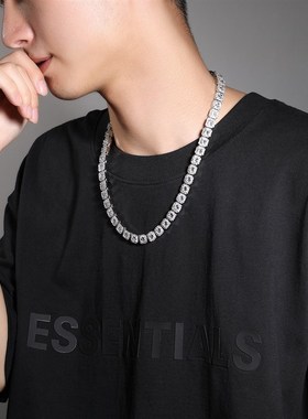 欧美嘻哈饰品项链新款花形冰糖几何型弹簧扣款朋克项链一件代发