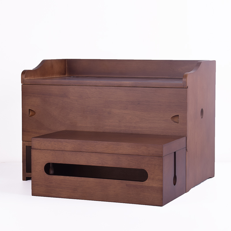 wifi路由器插座数据线电线排插插线板收纳盒遮挡盒置物架实木盒子