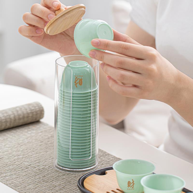 功夫茶杯家用待客一次性品茗杯子稻壳航空硬饮水杯厚食品级耐高温