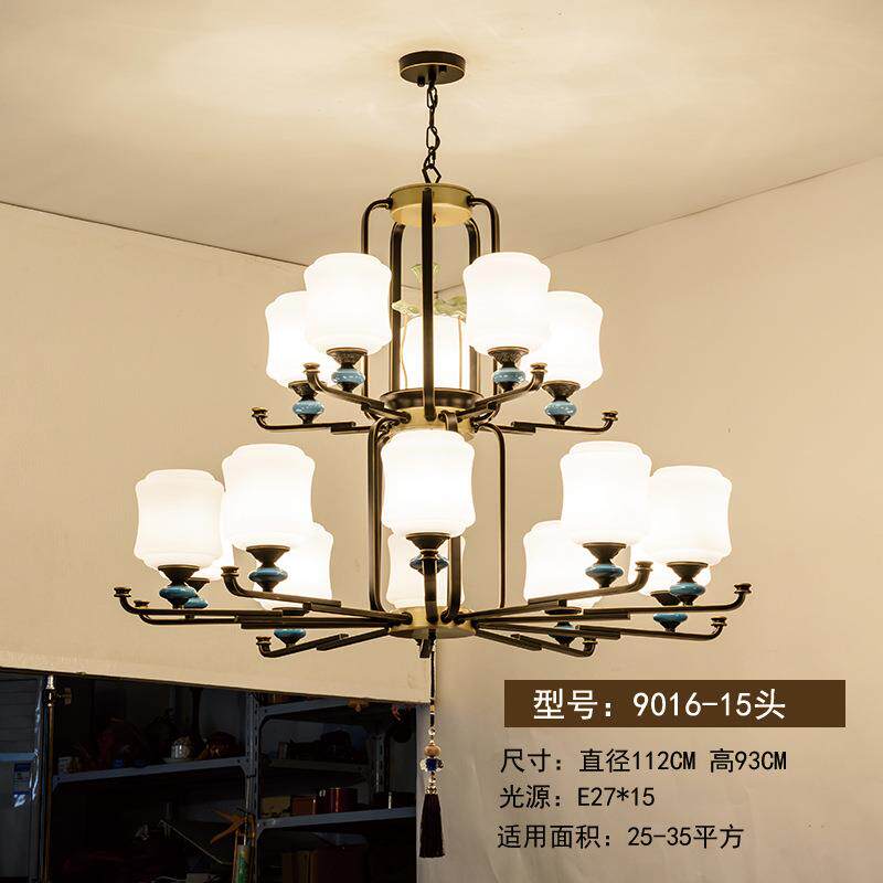 厂家直供 新中式酒店大堂别墅客厅灯 复式楼梯大吊灯卧室顶灯
