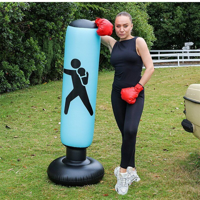 儿童立式拳击柱跨境拳击不倒x翁充气沙袋泄愤玩具1.6米高打击柱