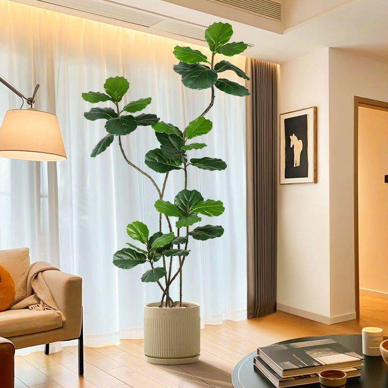 仿真绿植琴叶榕高端轻奢室内盆栽大型仿生植物假花树客厅落地摆件
