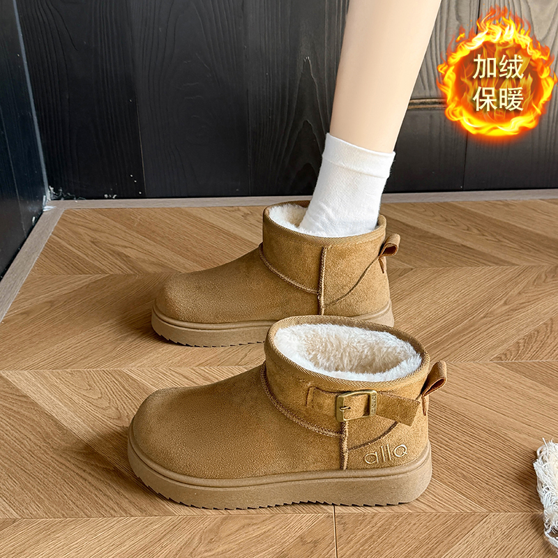 厚底增高雪地靴女2025冬季新款加绒加厚保暖短靴大棉鞋