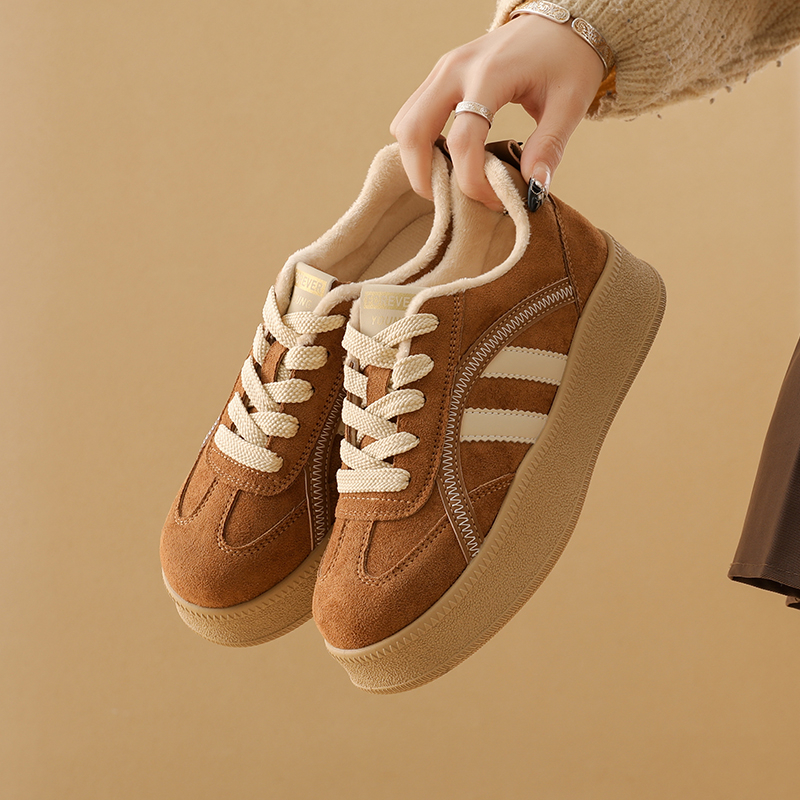 德训鞋厚底增高加绒勃肯鞋女2025新款冬季保暖棉鞋乐福鞋