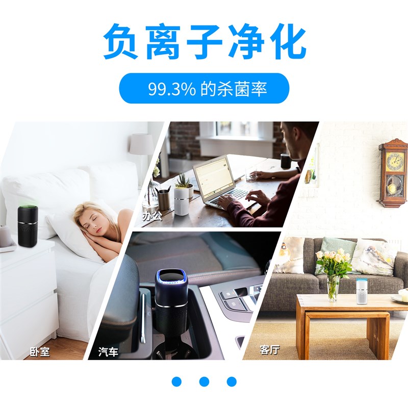新品精选车用可携式除烟雾家用桌面小型室内负离子车载空气净化器