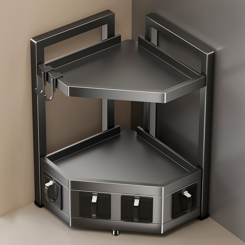 厨房置物架不锈钢台面转角多功能整理三角墙角调料品调味罐收纳架