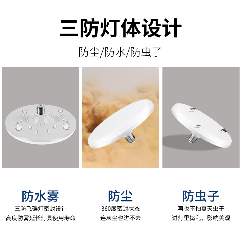 led灯泡家用e27螺口照明光源50W100W白光护眼超亮节能灯具飞碟灯