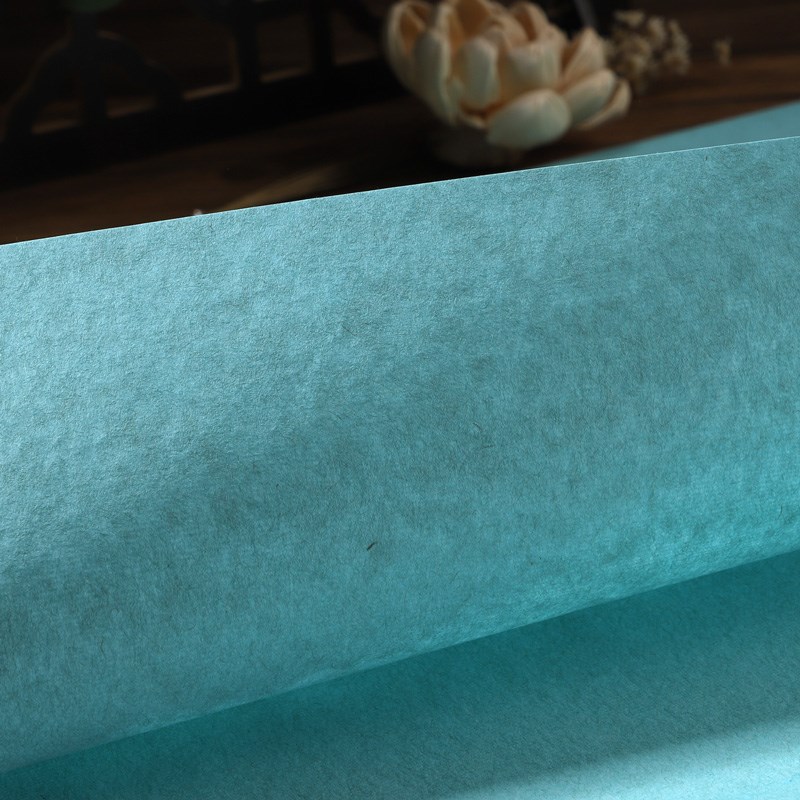 古法草木染宣纸珊瑚笺四尺六尺八尺彩色褚皮麻纸手工作品纸半生熟