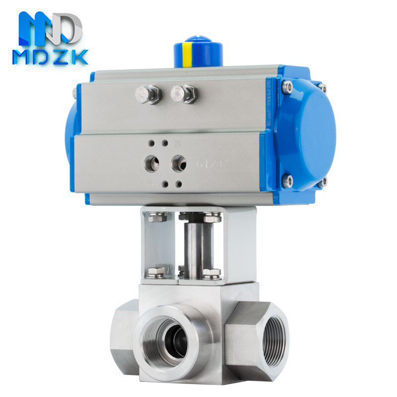 MDZK-AT-Q614/5  F/N-320P气动耐高压丝口扣天然气不锈钢三通球阀