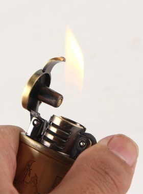 HY308老式金属创意砂轮明火打火机充气打火机