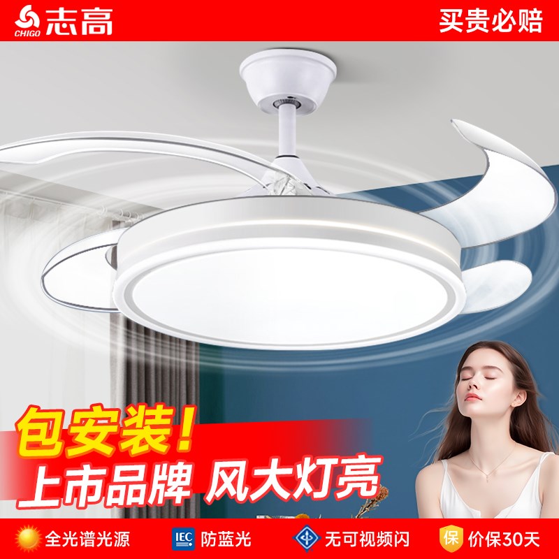 全光谱护眼隐形风扇灯2024新款卧室餐厅客厅吊扇灯现代简约电扇灯