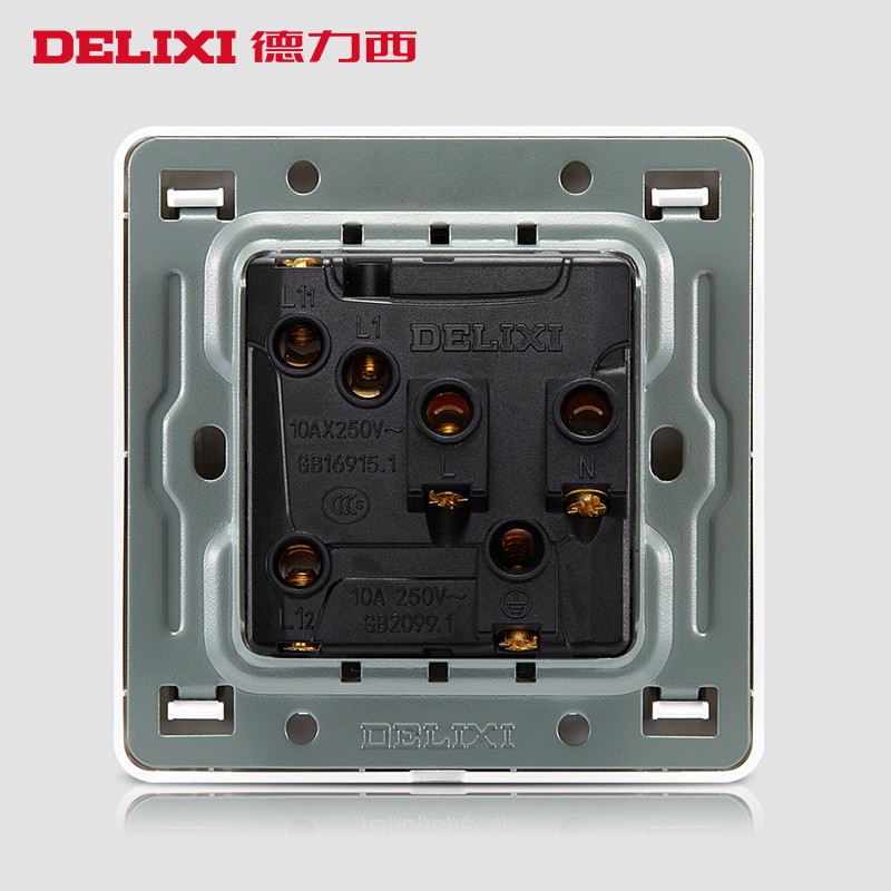 德力西五孔插座带开关86型暗装1一开5五孔一位双控单开二三插电源