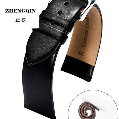 适用超薄真皮手表带男柔软牛皮表链女蝴蝶扣配件代用ck美度天王依