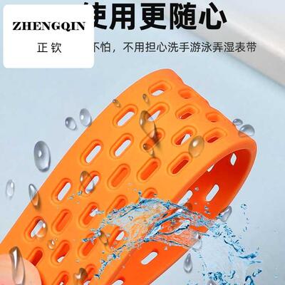 正钦适配磁吸硅胶手表带 男EFV540/506/EFR-303黑色橡胶带22mm