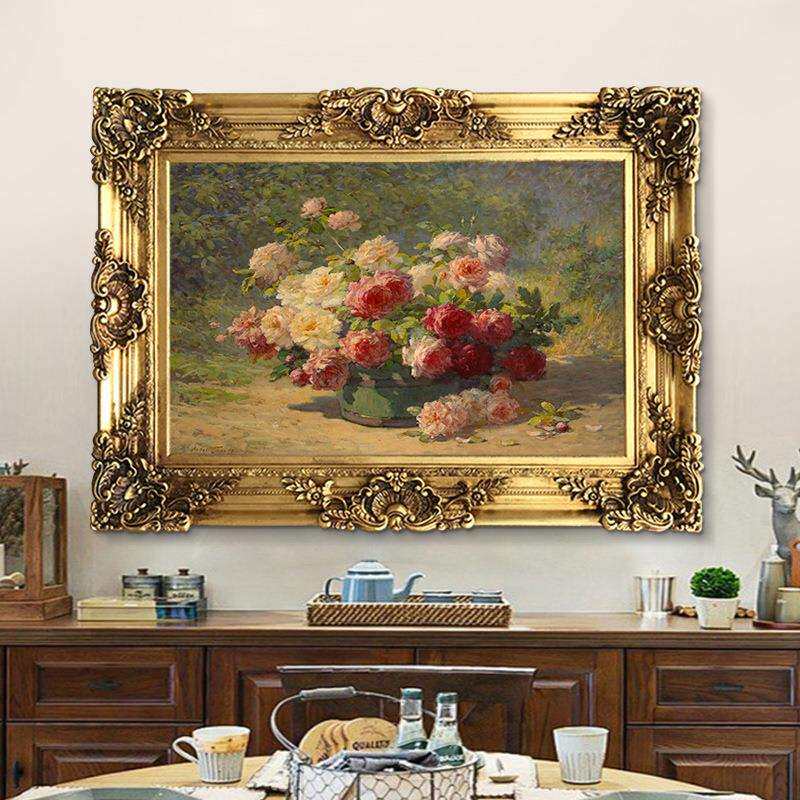 世界名画欧式印象花卉油画客厅玄关装饰画餐厅壁美式复古轻奢挂画