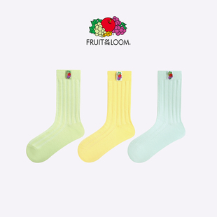 「鲜果布衣·日韩爆款」新款男女秋冬休闲潮流纯色学院中筒棉袜子
