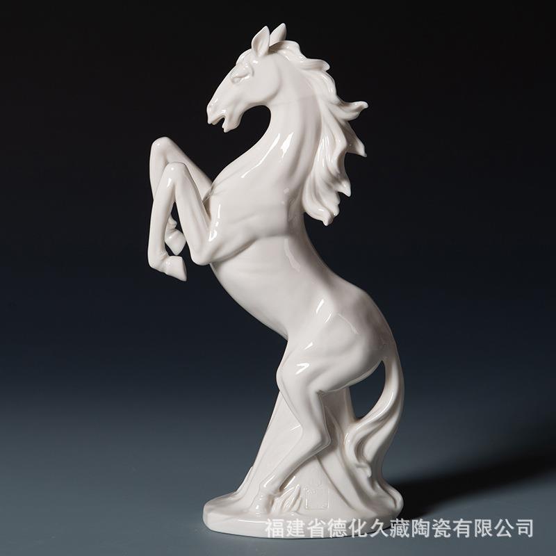 陶瓷马摆件工艺品风水招财生肖白马家居办公室小饰品马到成功