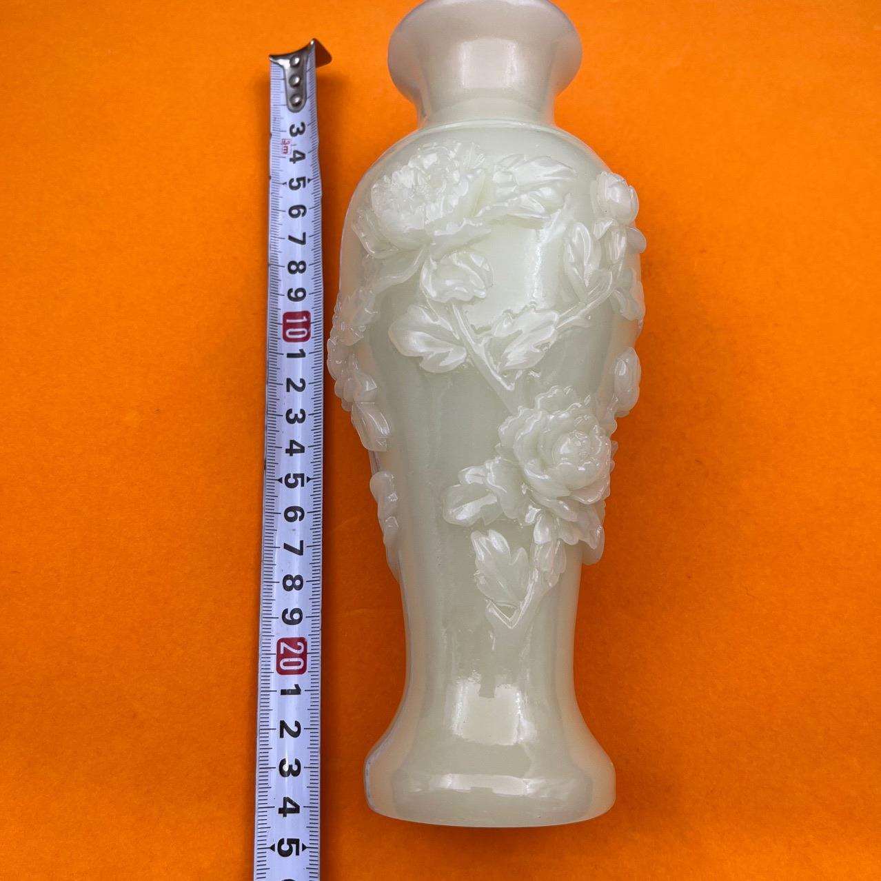 仿白玉花开富贵如意瓶夜光瓶居家工艺品客厅装饰