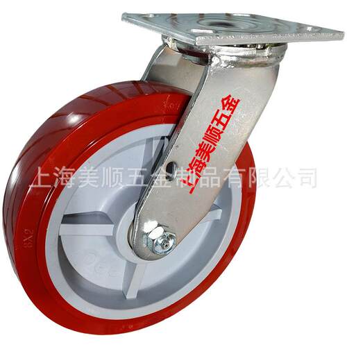 美顺新品4系列8寸重型聚氨脂物流仓储机械商业设备推车PU万向脚轮