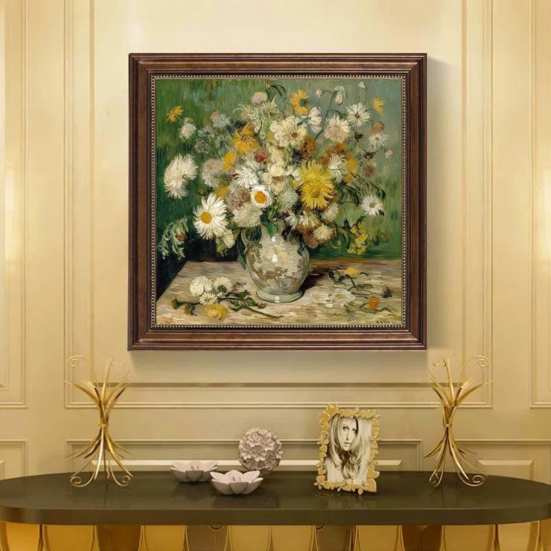 美式餐厅装饰画向日葵花卉客厅画玄关卧室欧式壁画走廊挂画饭厅