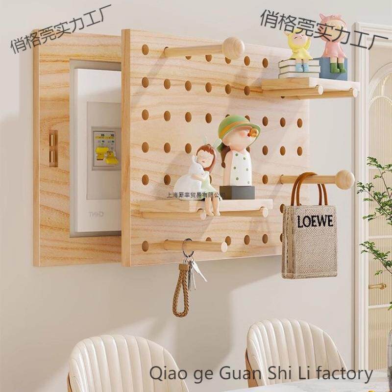 电表箱装饰画制作配电箱遮挡原木风洞洞板电闸弱电开关盖面板挂画