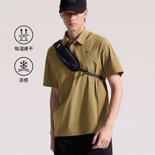 北面户外男士吸湿速干翻领短袖T