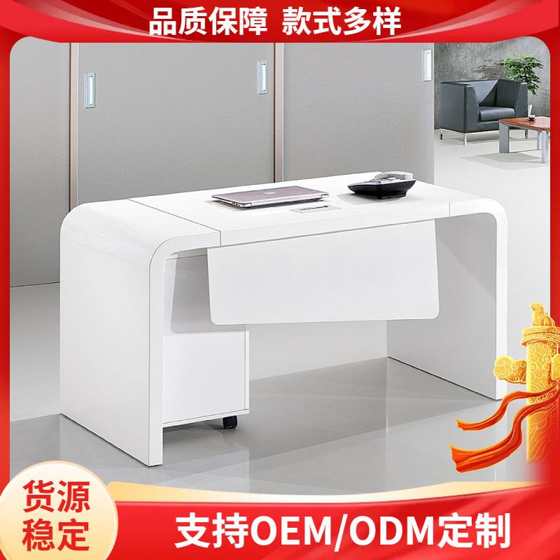 吧台办公弧形酒店白色收银公司前台迎宾台大理石异型烤漆接待台