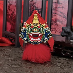 汕尾海陆丰传统麒麟虎狮摇头弹簧汽车摆件民族风吉T祥过年送节礼