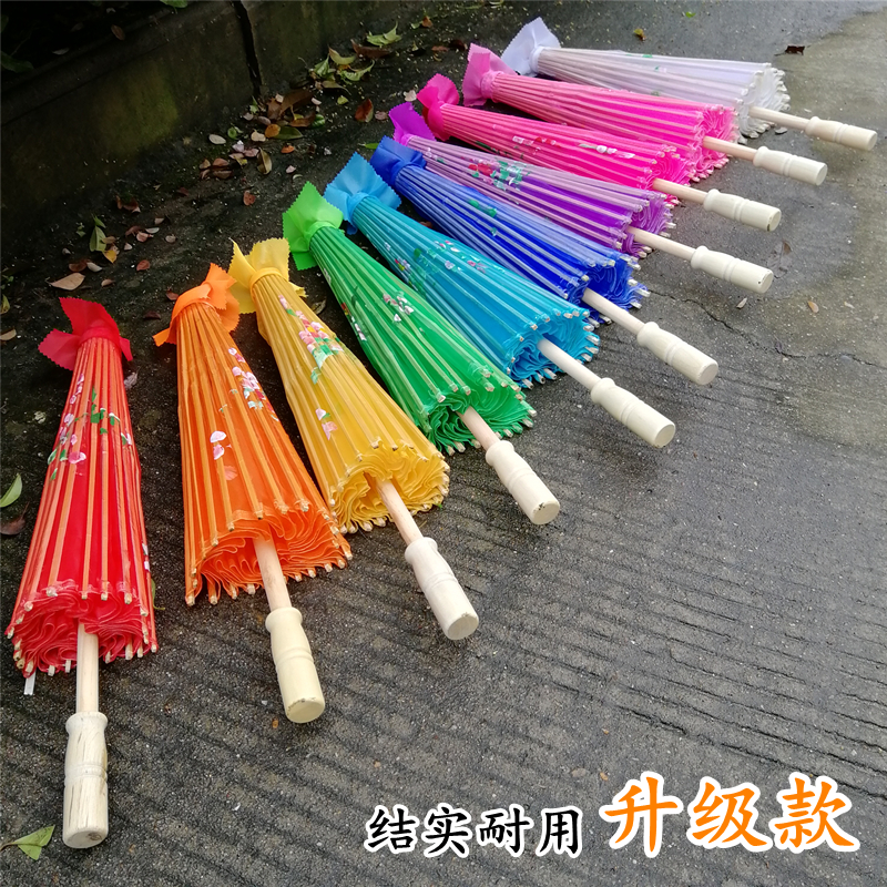 广场舞蹈伞演出i道具伞透明绢纱伞结实实木杆跳舞伞工艺油纸伞包