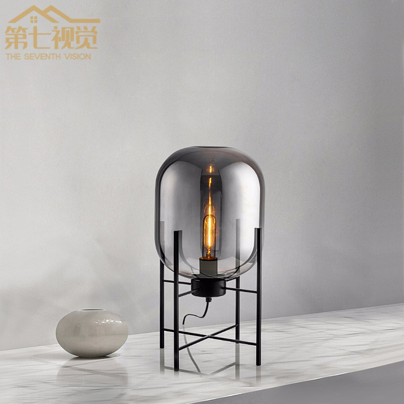 北欧简约创意卧室书房p床头玻璃台灯现代个性客厅酒店样板房落地