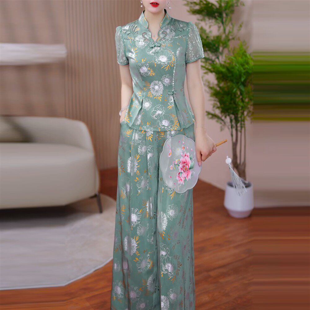 夏季时尚新款女装两件套套裤遮肚子显瘦洋气高端大气【QNNZ】2665