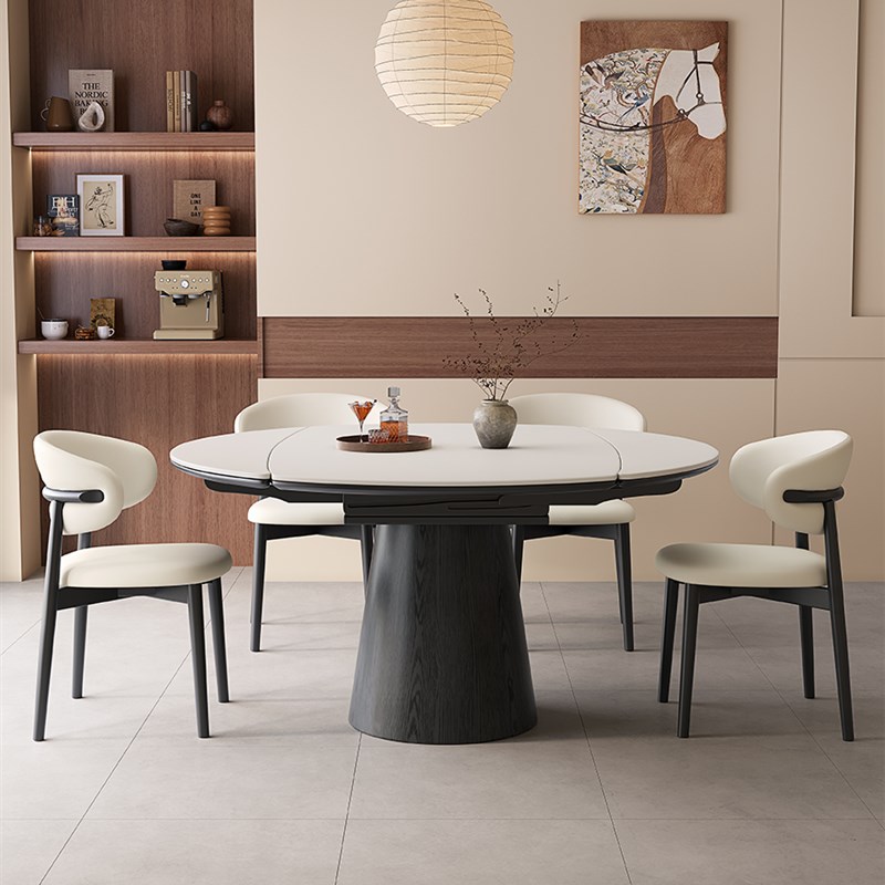 2025新款岩板餐桌椅组合家用现代E简约客厅可伸缩折叠小户型饭桌