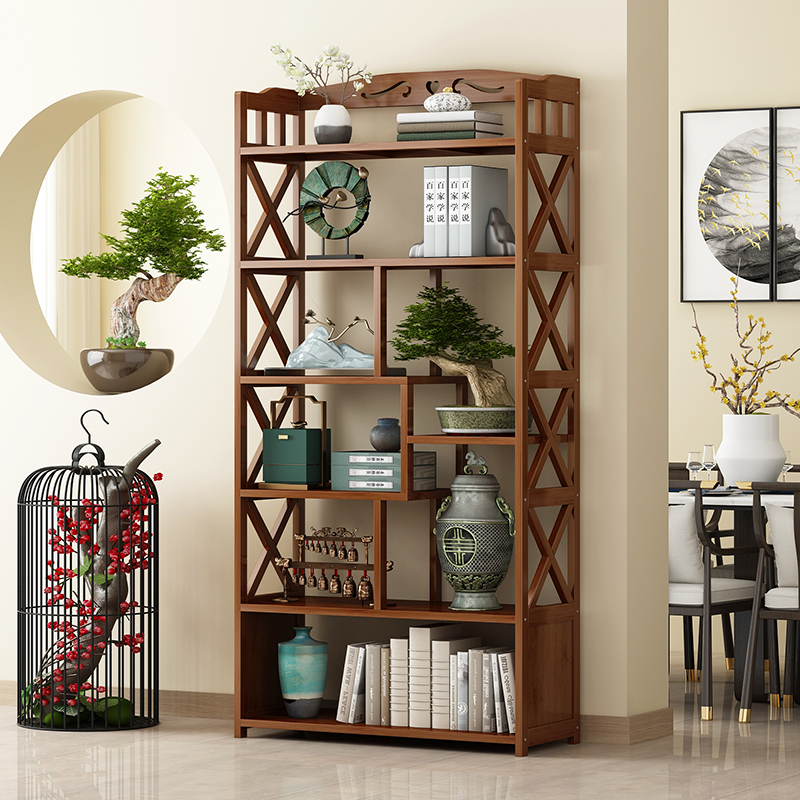 博古架实木中式展示柜置物架书y架古董架子多宝阁仿古家具茶叶茶