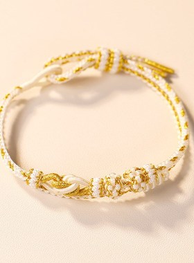 手工编织手绳半成品可穿珠黄金吊坠饰品女生手链礼物桃花结相扣结