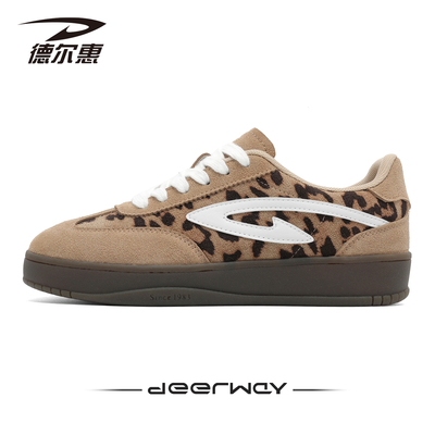 德尔惠豹纹厚底轻便耐磨女板鞋