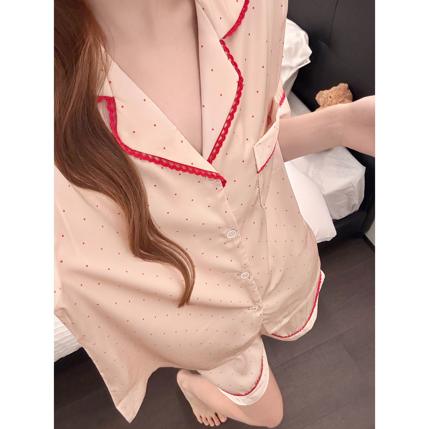 2026新款睡衣女春夏款云朵棉短袖家居服三件套装可外穿