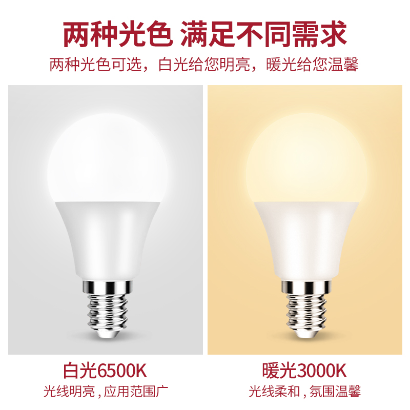 led电灯泡家用照明超亮节能灯白光暖光e14小螺口7w12w吊灯球泡灯