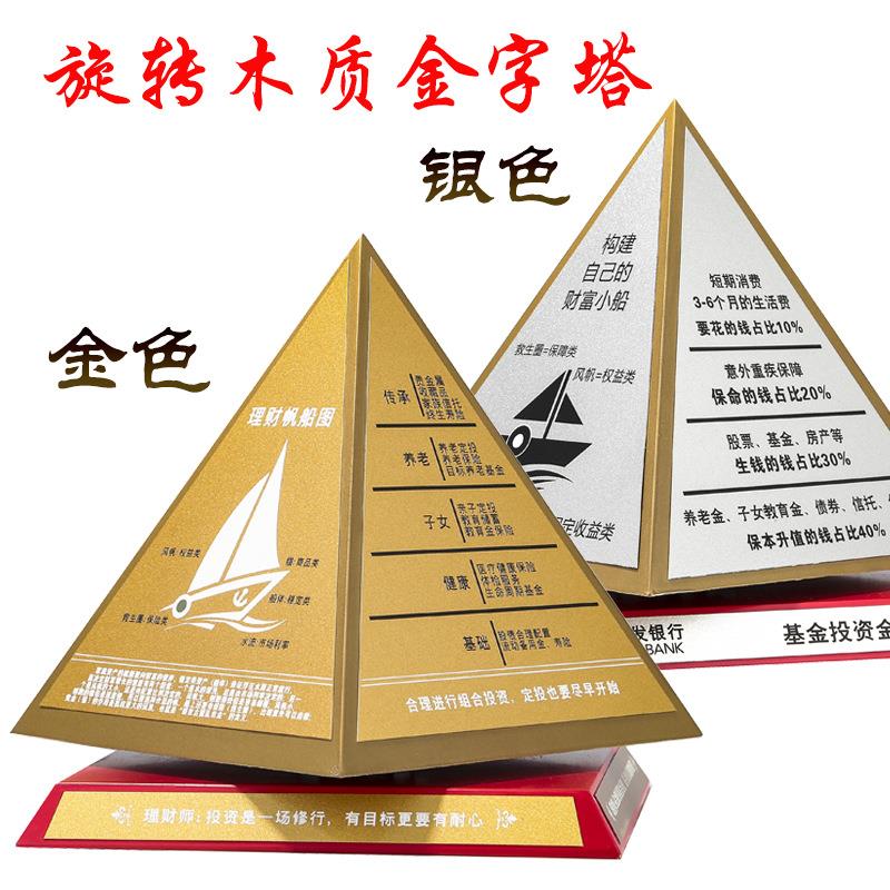 水晶木质头旋转理财金字塔银行基金保险公司资产配置展示道具