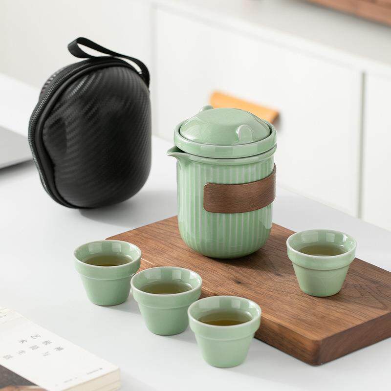 便携式旅行茶具小套装汝窑户外随身简易功夫泡茶壶茶杯露营快客杯