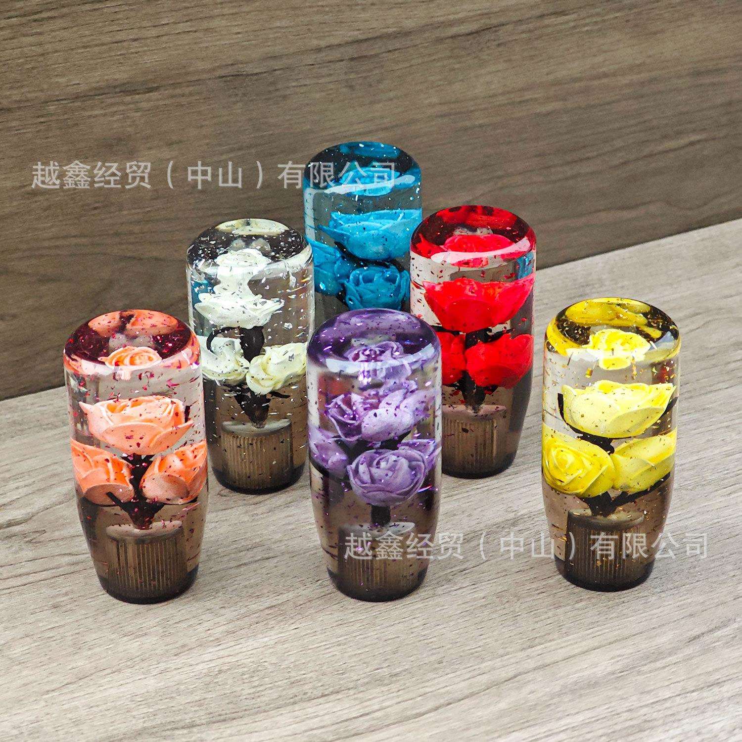 汽车改装排挡头水晶玫瑰花档把头手动自动档波棍头个性亚克力挡杆