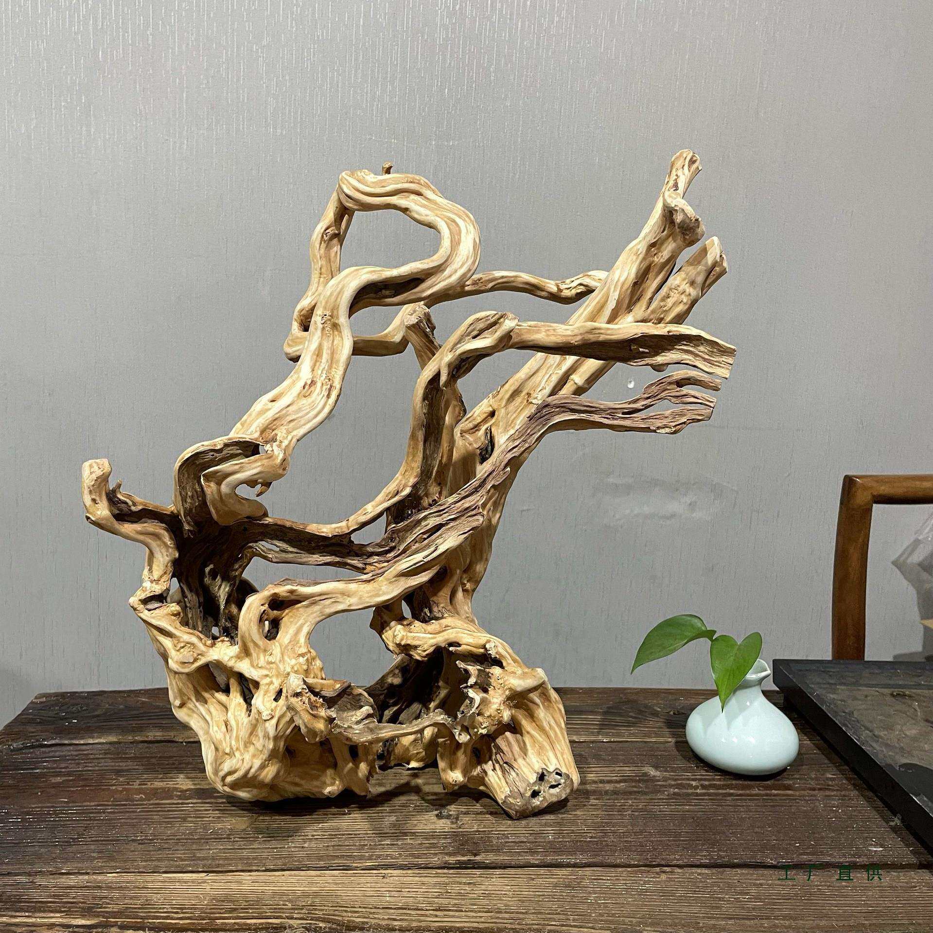 创意实木根雕底座天然根艺博古架玄关架现代茶室文房书房挂摆件