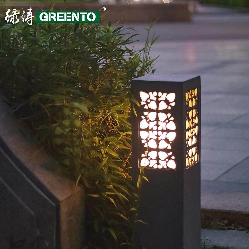 水泥色仿石树脂草坪灯工程款偏光LED木纹木色草坪灯草地灯公园灯