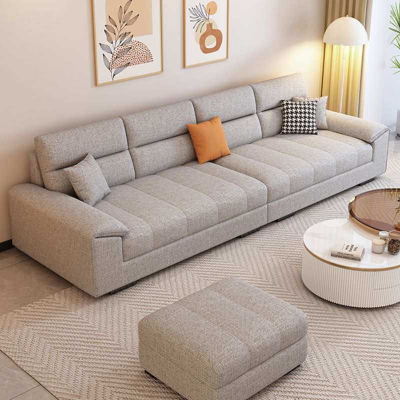 现代简约棉麻可拆洗客厅小户型直排沙发奶油风三人四人位布艺沙发
