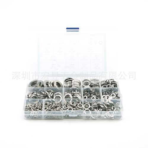 750pcs 304不锈钢BIN7980弹簧垫圈 /DIN125A平垫圈套装 M4-M12