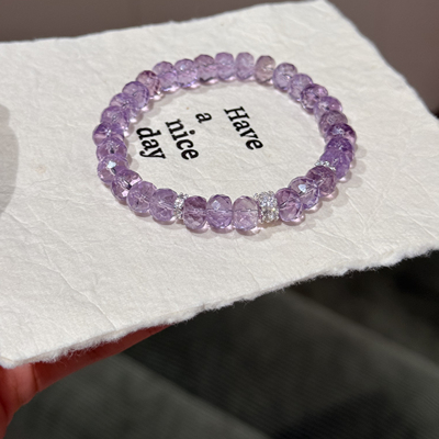 小晶灵bibi【若梦】天然巴西净体钻切紫水晶手链小众高级感手串女