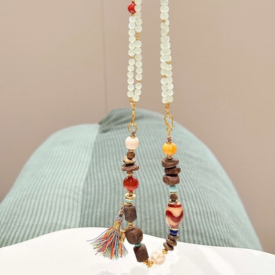 小晶灵bibi~[第三极]白玉蓝水翡翠晴水沉香绿松手串项链女藏风