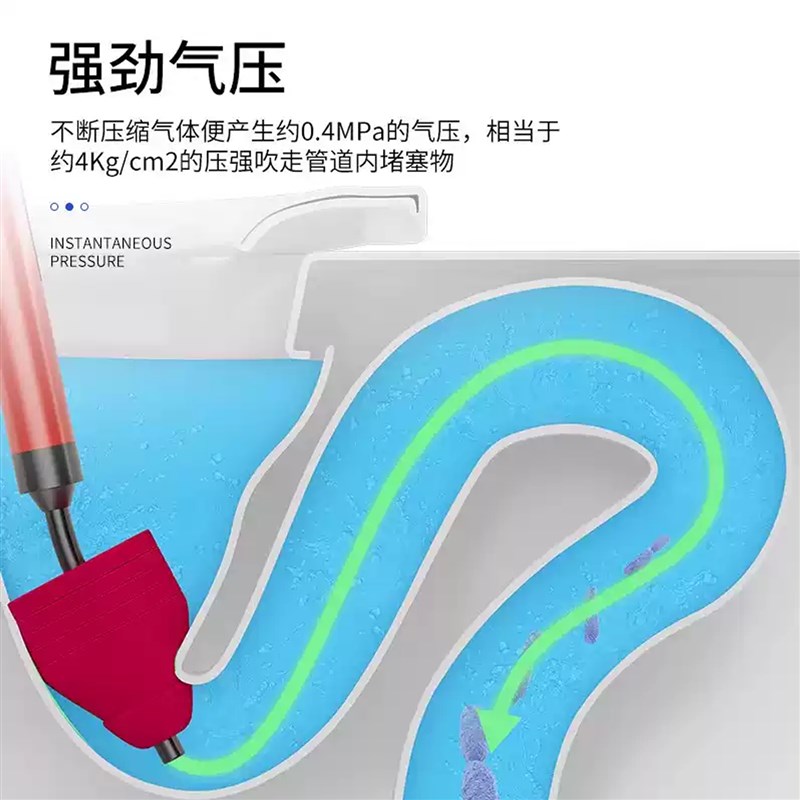马桶疏通神器一炮通高压气通厕所下水道厨房管道疏通堵塞工具