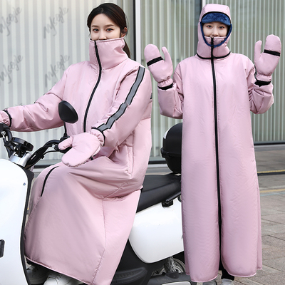 新款女骑电动车机车防寒服电动车挡风被冬季加绒加厚防水男风衣