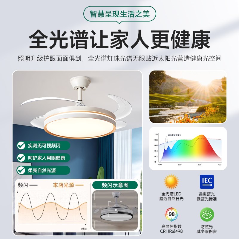 隐形风扇灯2025新款餐厅吊扇灯现代简约客厅卧室家用房间中山灯具