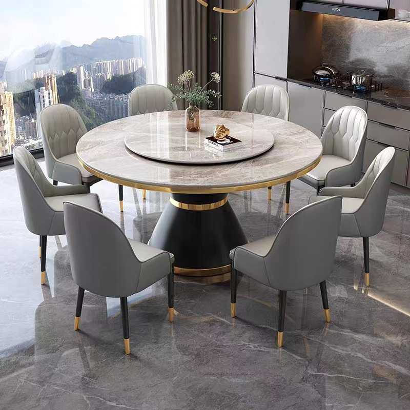 带转盘岩板餐桌椅组合圆形轻奢圆桌简约现代大小户型饭店家用饭桌,3C数码配件,USB灯,淘宝优惠券,粉丝福利购,淘宝优惠卷